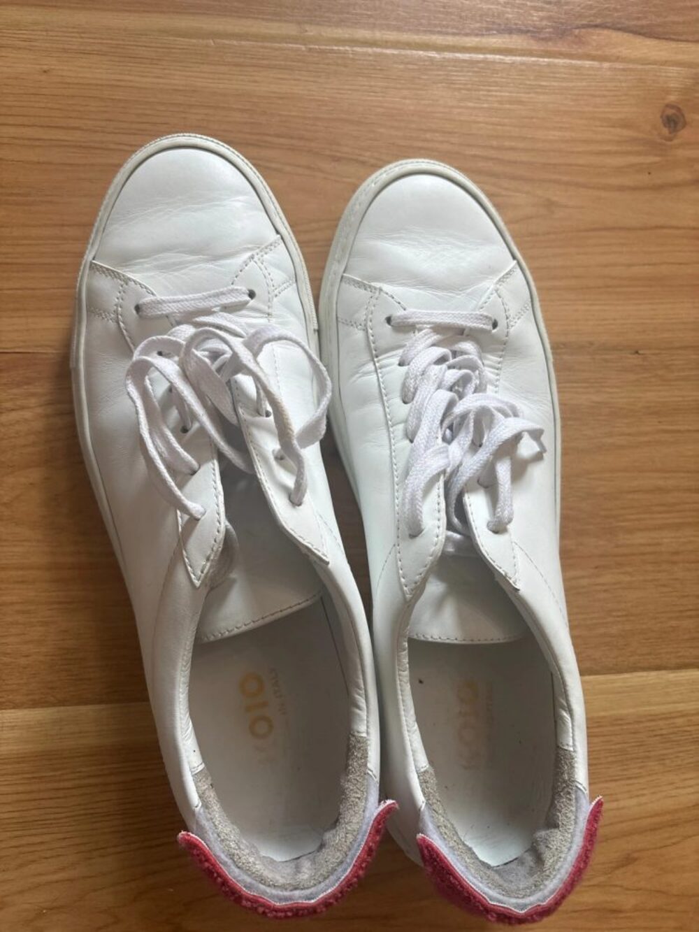 Koio White Leather Sneakers with Pink Accent – Size 43, Made in Italy